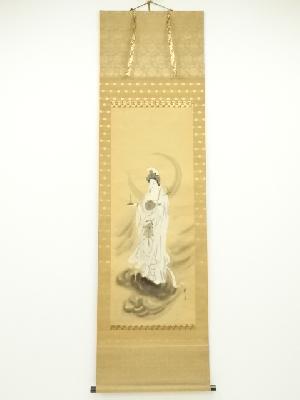 JAPANESE HANGING SCROLL / HAND PAINTED / KANNON GODDES OF MERCY 